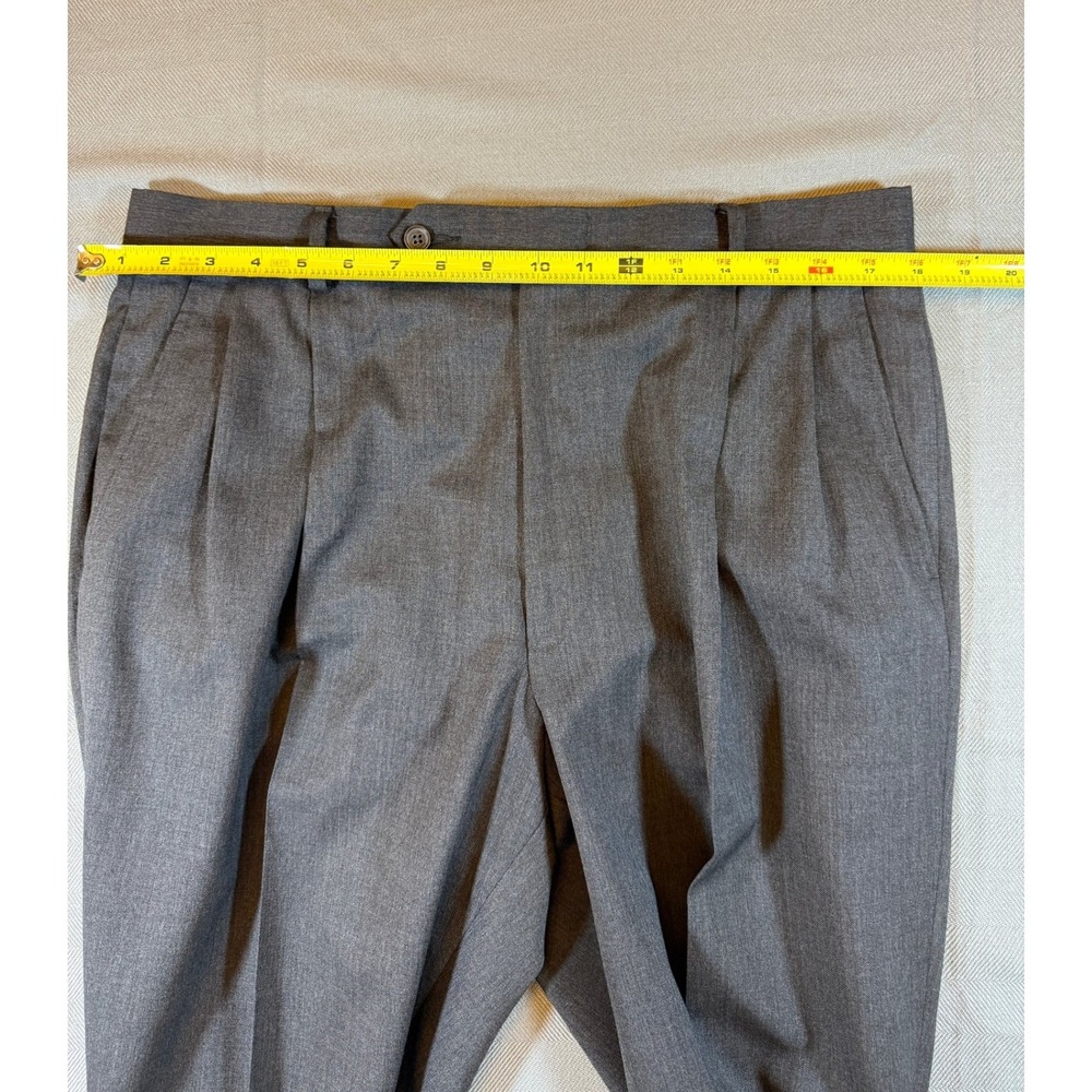Nautica Mens 34x29 Charcoal Gray 100% Wool Pleated Cuffed Trousers 1348 - Picture 7 of 7